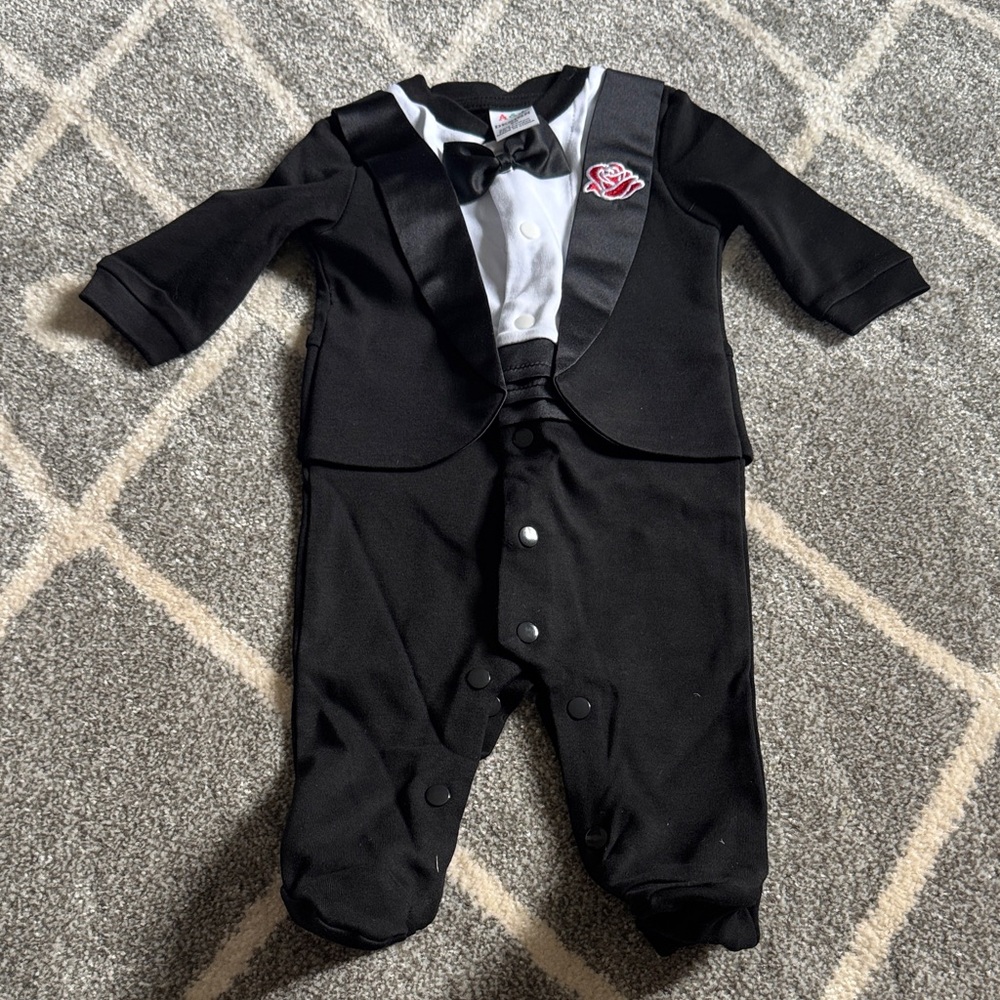 Black and White Baby Tuxedo One Piece